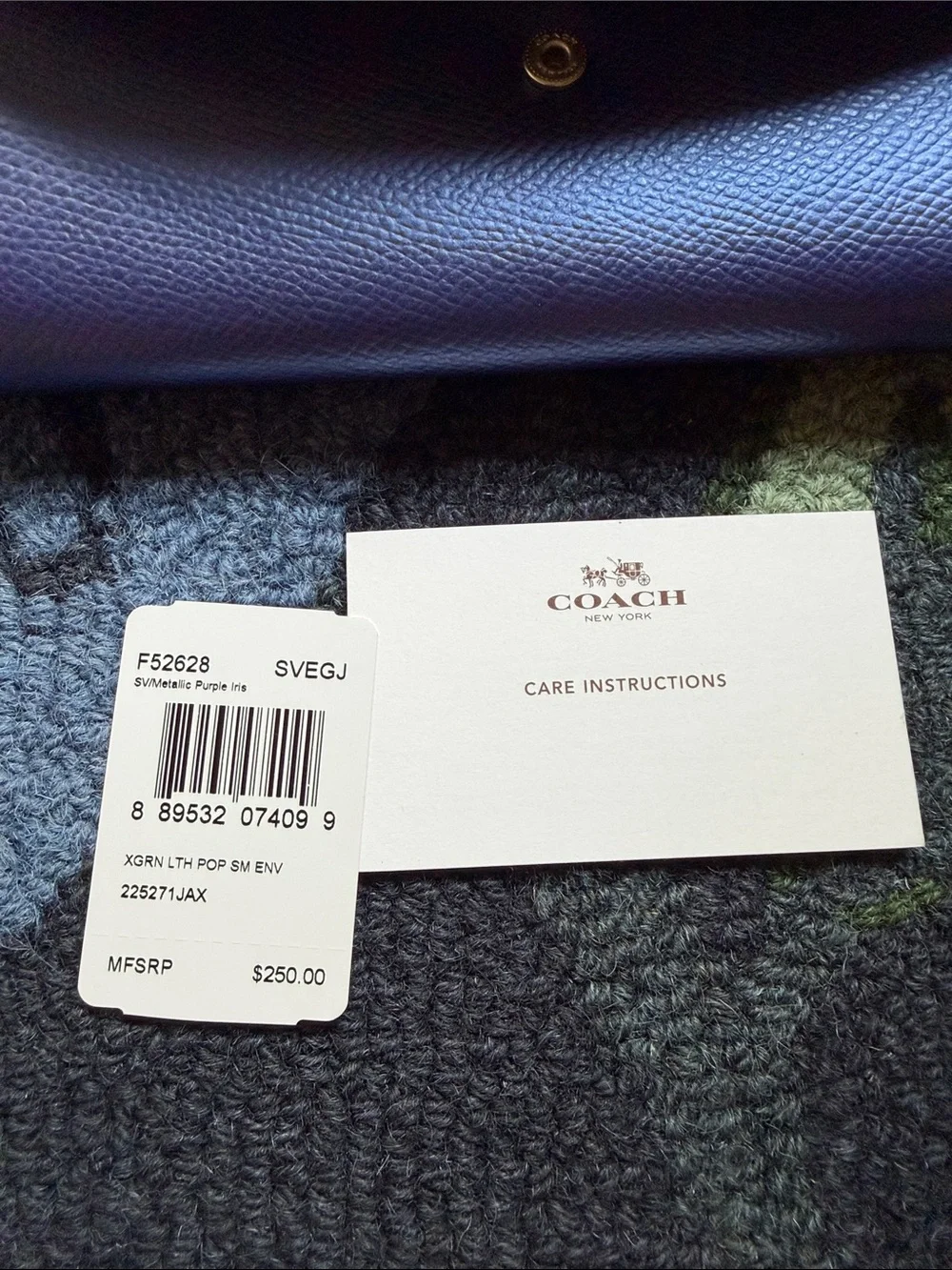 Coach Purple Pebbled Leather Wallet